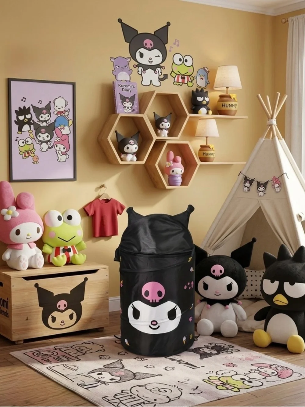 Sanrio Kuromi Pop-Up Laundry Hamper with Zippered Lid